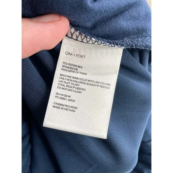 NWT OAK + FORT High Waist Sweat Short Men's XS Navy Blue White Striped Classic - Picture 10 of 11